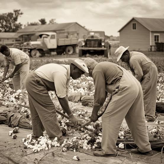 Mississippi cotton field scene evoking Willie Buck's early Southern roots